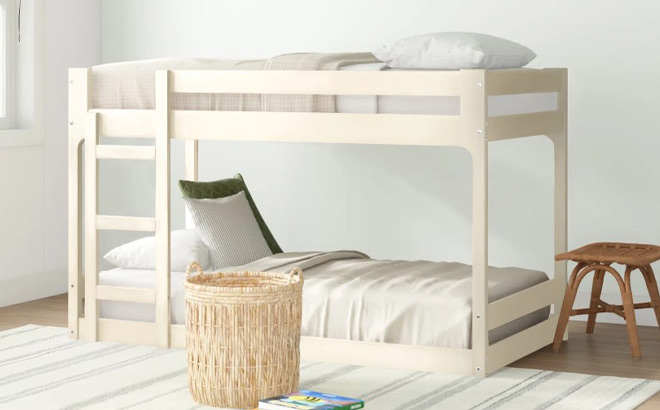 Solid Wood White Twin Over Twin Standard Bunk Bed