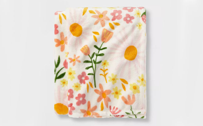 Spritz Floral Easter Throw Blanket on Gray Background