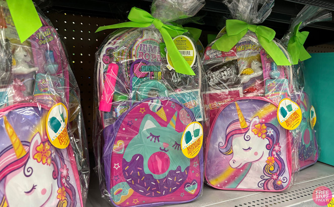 Unicorn Child Backpack Filled Easter Basket on Shelf at Walmart