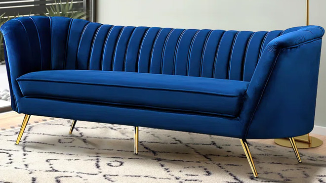 Upholstered 84 6 inch Sofa in royal blue wayfair
