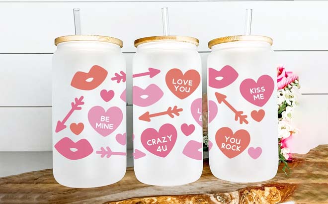 Valentine Iced Coffee Cups $23.99 Shipped