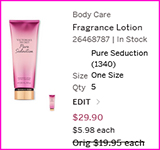 Victorias Secret Fragrance Lotion Checkout