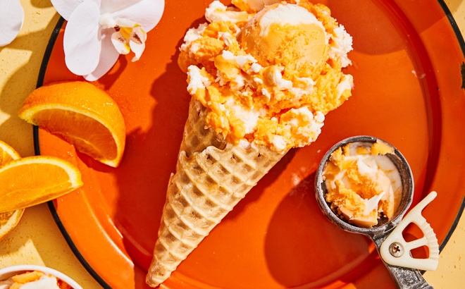 Waffle Cone with a Single Scoop of Ice Cream