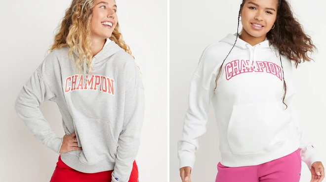 champion womens fleece logo hoodies