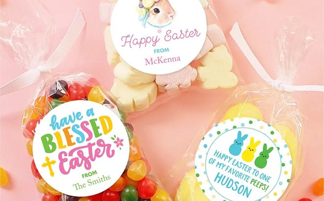 Three 24 Piece Easter Stickers & Candy Bags 