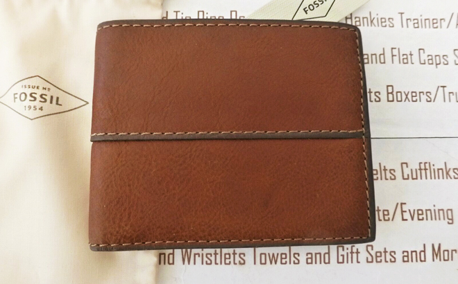 Fossil Men's Leather Wallet $17 Shipped