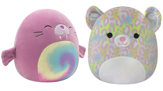 squismallows rou walrus and lindsay spotted leopard plush