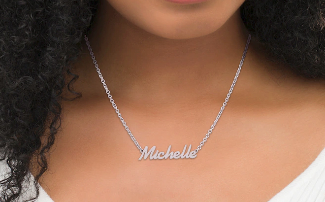 Zales Personalized Name Silver Necklace with the Name Michelle