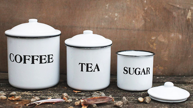 3-Piece Container Set for Coffee, Tea, and Sugar