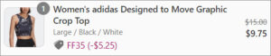 Adidas Crop Top Checkout Screen