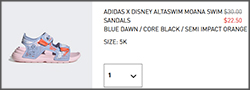 Adidas x Disney Small Kids Moana Swim Sandals Checkout