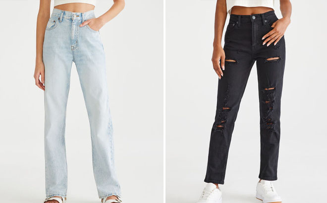 Aeropostale Womens High Rise Baggy Jeans and Aeropostale Womens High Rise Stretch Mom Jeans