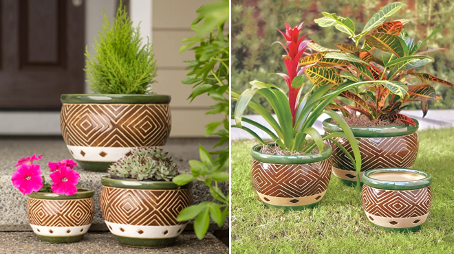 Amarelys 3 Piece Ceramic Pot Planter Set Jade