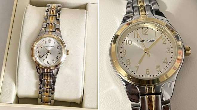 Anne Klein Womens Dress Watch on the Left and Closer Look of Same Item on the Right