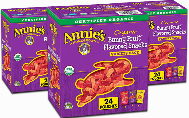 Annie's Organic Bunny Fruit Snacks Gluten Free Variety Pack 24 Pouches