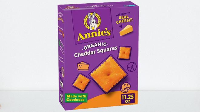Annies Organic Cheddar Squares Baked Snack Crackers 11 25 Ounce
