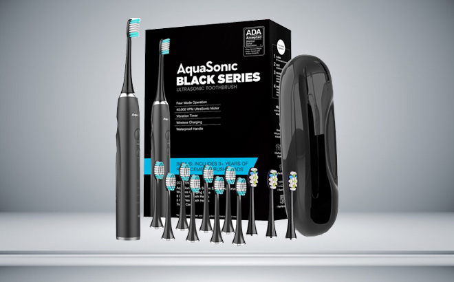 AquaSonic UltraSonic ToothBrush Ultimate Bundle Black