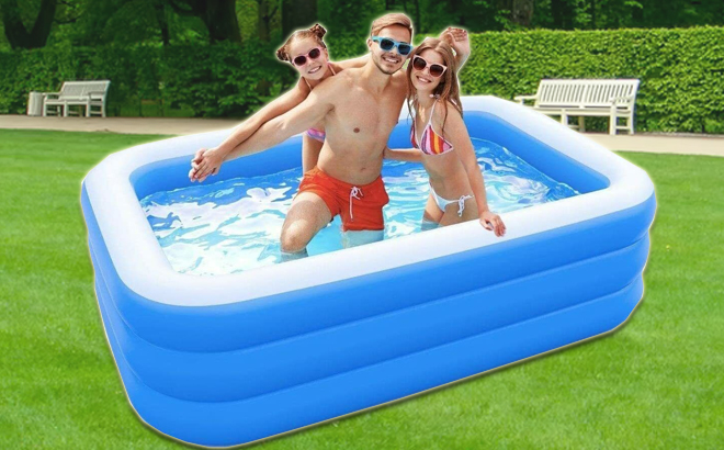 Aquamare Family Size Inflatable Swimming Pool on the Lawn