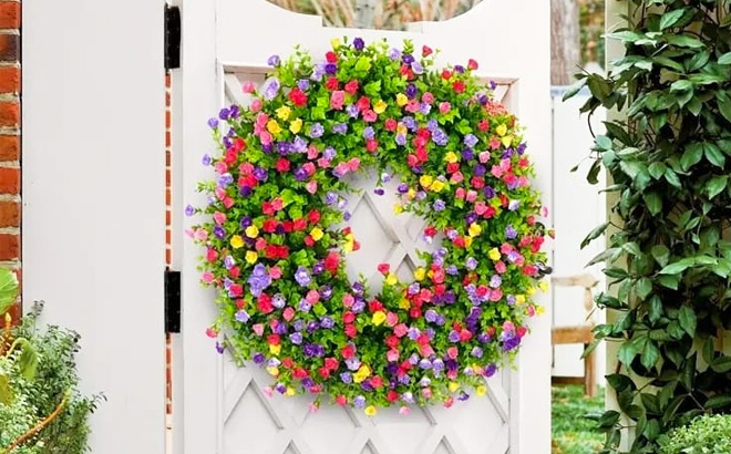Artificial Flower Leaves Wreath 17 inch