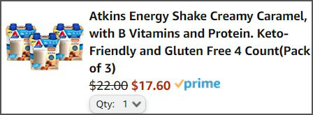 Atkins Energy Shake Creamy Caramel with B Vitamins and Protein Keto Friendly and Gluten Free Check Out