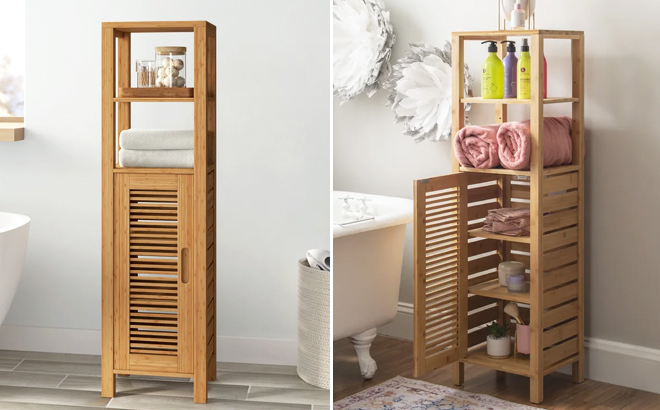 Ayden Solid Wood Freestanding Linen Cabinet