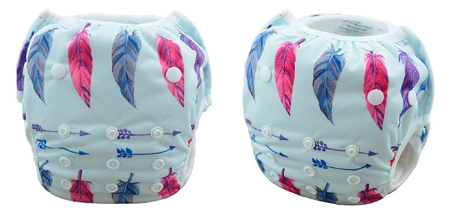 Babygoal Washable Baby Swim Diapers in Small Feather Print