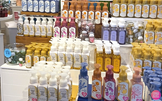 Bath Body Works Hand Soaps on Shelves in the Shop