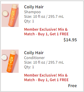 Bath Body Works Moxy Coily Hair Shampoo Conditioner checkout page
