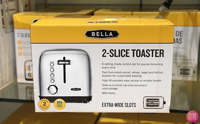 Bella Classics 2 Slice Wide Slot Toaster Box on a Shelf at Best Buy