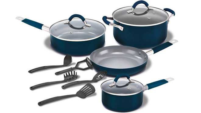 Bella Pro Series 12 Piece Cookware Set in Blue