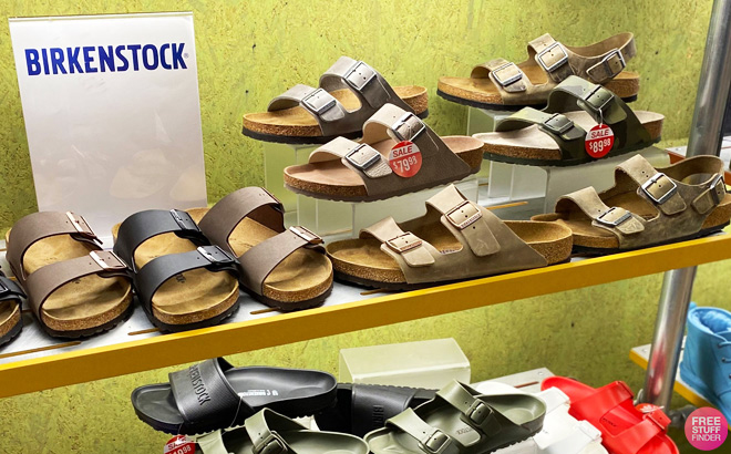 Birkenstock Sandals Multiple Pairs on a Shelf