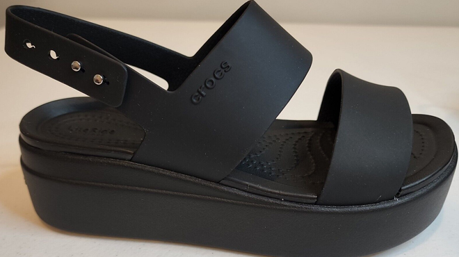 Black Crocs Wedge Platform Sandal Side View