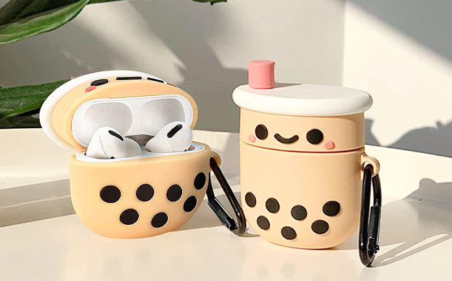 Boba Milk Tea Airpods Cases on a Table