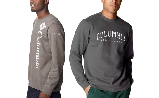 COLUMBIA Mens Vertical Logo Trek Crew Sweatshirt and Mens Trek Crew Sweatshirt