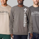COLUMBIA Mens Vertical Logo Trek Crew Sweatshirt and Mens Varsity Trek Crew Sweatshirt