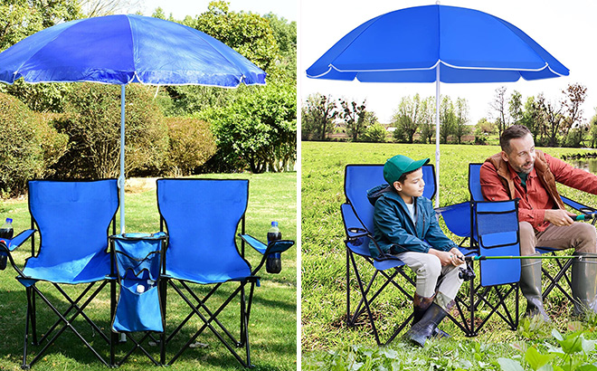 COSTWAY Double Portable Picnic Chairs
