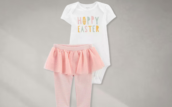Carters 2 Piece Baby Girls Easter Bodysuit and Tutu Pants Set