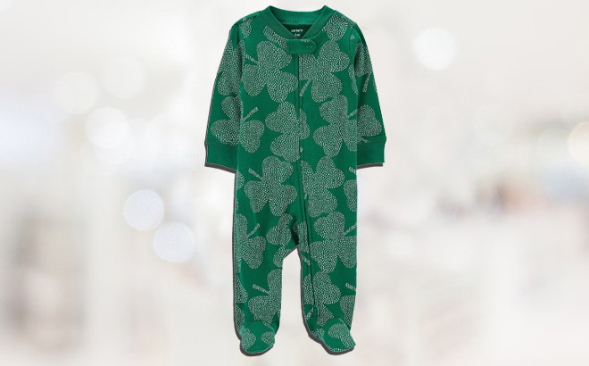 Carters Clover Baby Sleep Play Bodysuit in Green