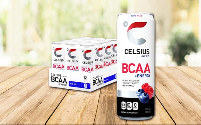 Celsius BCAA Sparkling Hydration Drink Blue Razzberry 12 Pack