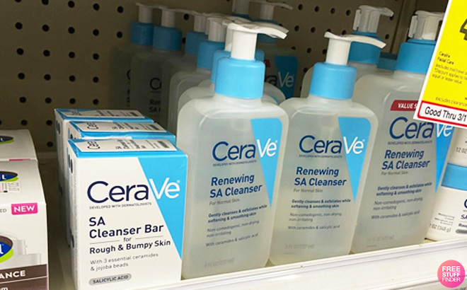 CeraVe Renewing SA Cleanser on the shelf