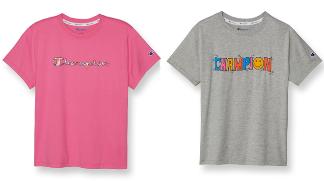 Champion Womens Multi Striped and Smiley Logo Tees