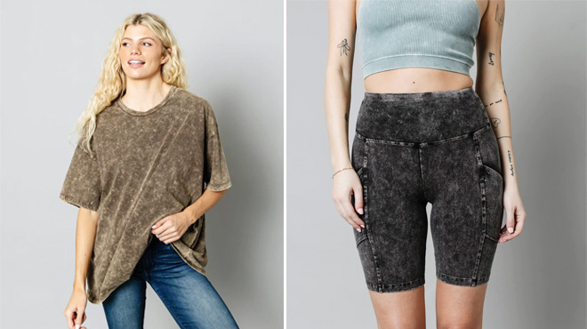 Chantel Mineral Wash Biker Shorts