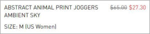 Checkout page of Adidas Womens Joggers