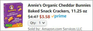 Checkout page of Annies Organic Snack Crackers