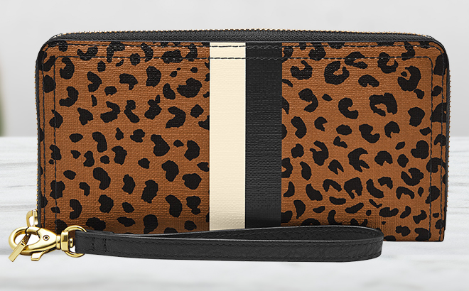 Cheetah Faux Leather Logan Zip Wallet