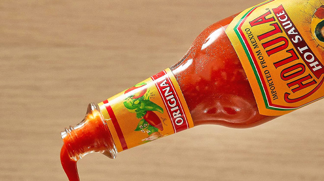 Cholula Original Hot Sauce while being Poured