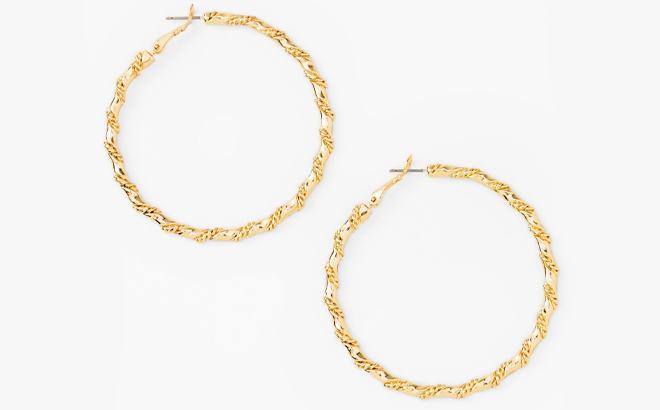 Claires Gold 60MM Woven Twisted Hoop Earrings
