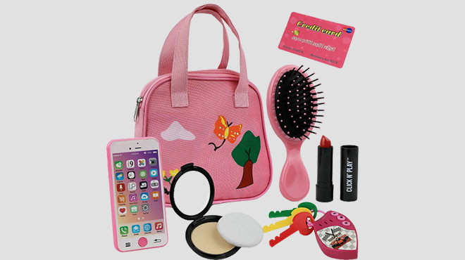 Click N Play Toy Purse with Makeup Smartphone Wallet Keys Credit Card
