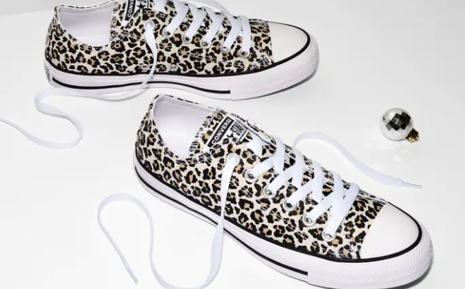 Converse Chuck Taylor All Star Leopard Print Sneaker on a White Floor