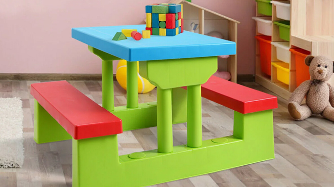 Costway 4 Seat Kids Picnic Table in a Kids Room